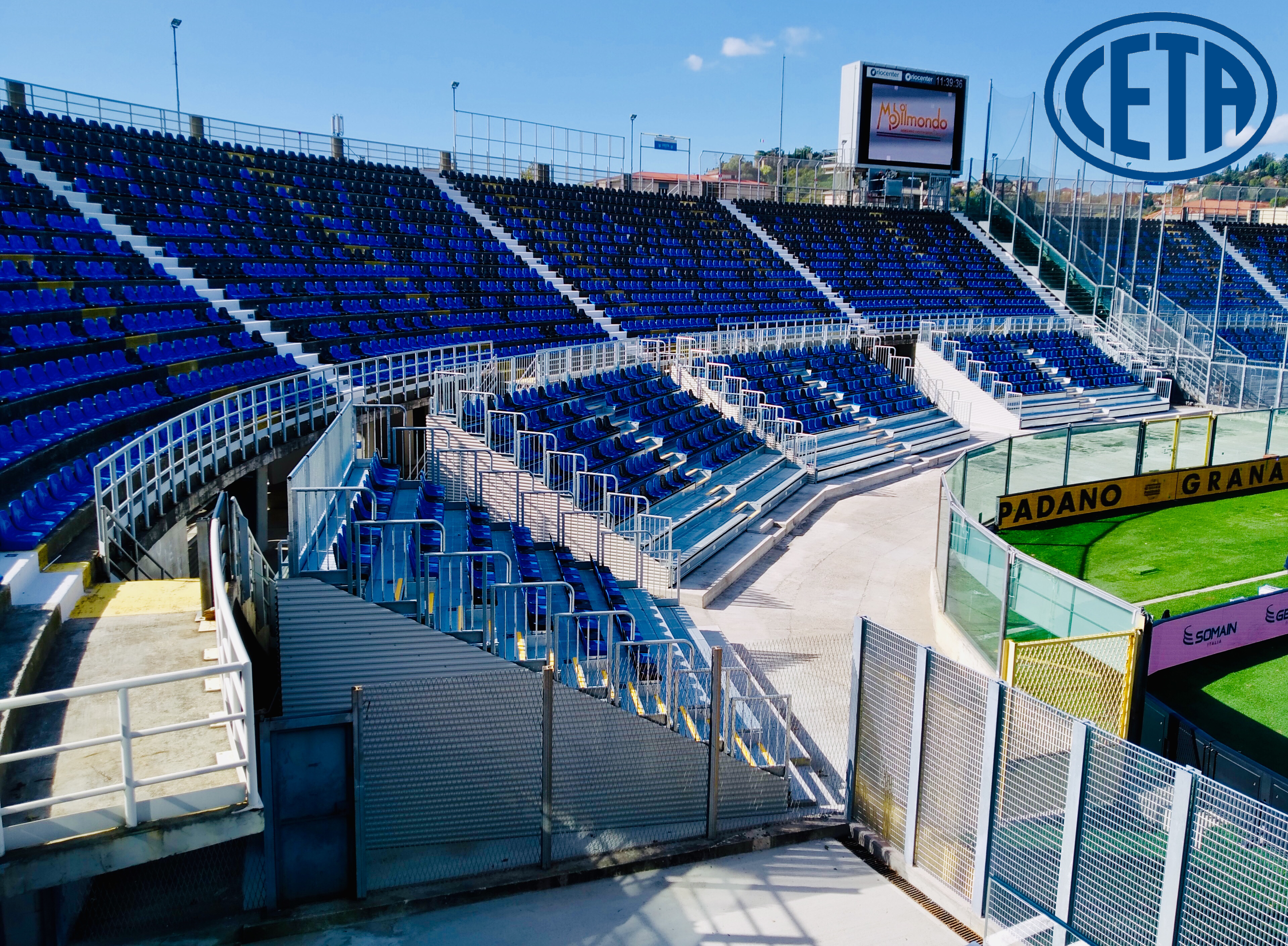 Prefabricated grandstands at the Gewiss Stadium (Bergamo)